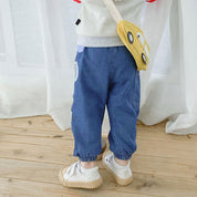 Boy's Blue Animal Print Cotton Pants