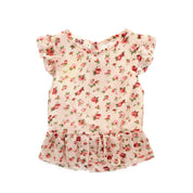 Girl's Beige Floral Top & Pants Set