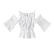 Girl's White Top & Floral Jeans Set