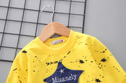Boy's Yellow Star Print Sweatshirt & Joggers Set