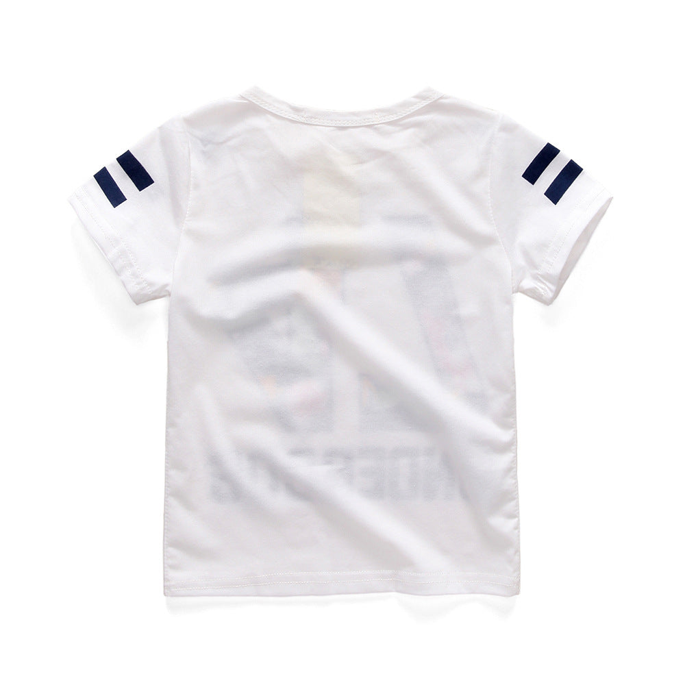 Boy's White Rabbit Print Half-Sleeve T-Shirt & Shorts Set