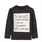 Boy's Black Text Print Full-Sleeve T-Shirt & Pants Set