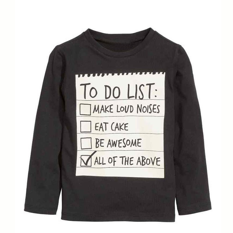 Boy's Black Text Print Full-Sleeve T-Shirt & Pants Set