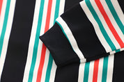 Boy's Black Striped Sweatshirt & Pants Set