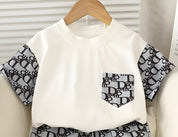 Boy's Cotton Print T-Shirt & Shorts Set