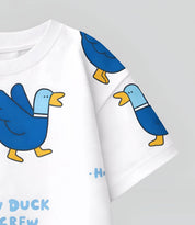 Boy's Happy Duck Print Half-Sleeve T-Shirt - Blue