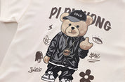 Boy's Cream Teddy Print T-Shirt & Shorts Set