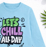 Boy's Lets Chill Print Full-Sleeve T-Shirt - Blue