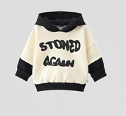 Boy's Cotton Winter Full Sleeves Black Stoned Printed Sweatshirt & Jogger Pant Set - Black