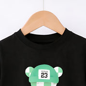 Boy's Bear Print Half-Sleeve T-Shirt - Black