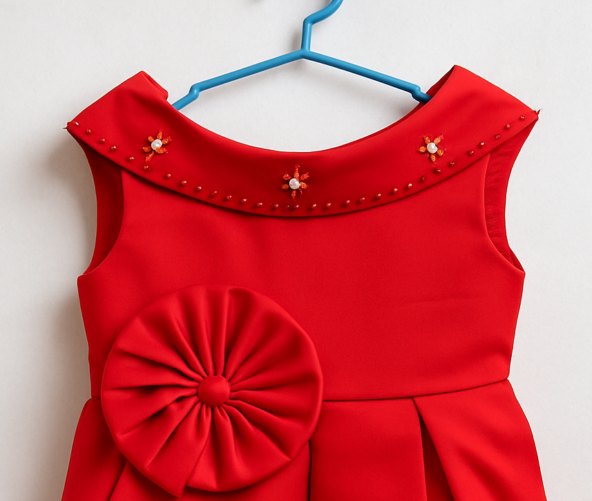 Girl's Red Royale Rosette Dress