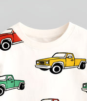 Boy's Car Print Half-Sleeve T-Shirt - White