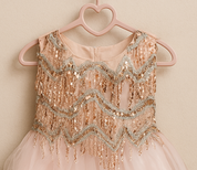 Girl's Blush Pink Shimmer Cascade Dress