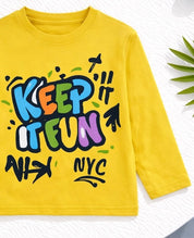 Boy's Fun Print Full-Sleeve T-Shirt - Yellow