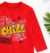 Boy's Chill Print Full-Sleeve T-Shirt - Red