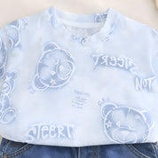 Boy's Blue Street Teddy Print T-Shirt & Shorts Set