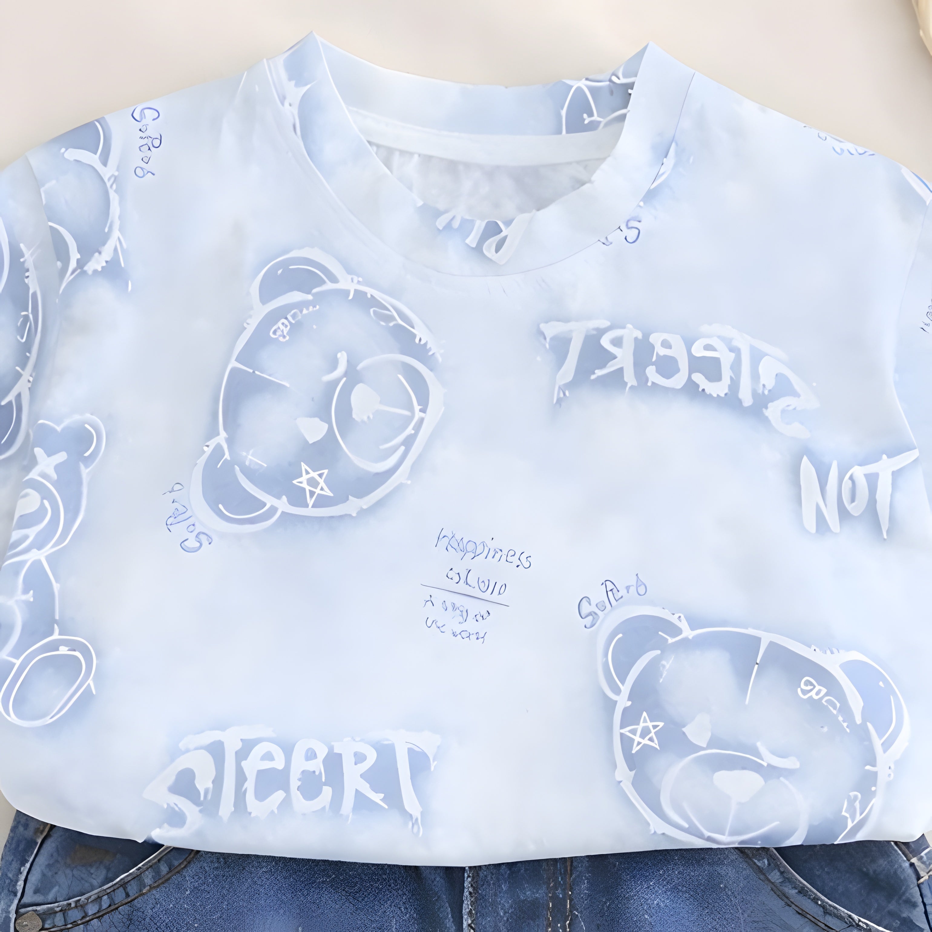 Boy's Blue Street Teddy Print T-Shirt & Shorts Set