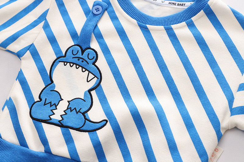 Boy's Blue Frog Print Sweatshirt & Pants Set