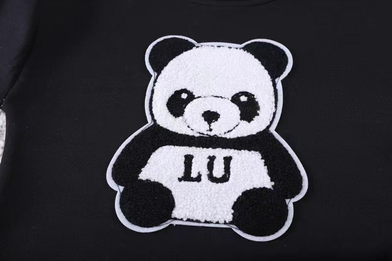 Boy's Black Panda Print Sweatshirt & Pants Set
