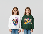 Girl's Cotton Full Sleeves Printed Sweatshirt Set Pack of 2 - White & Green