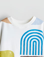 Boy's Shapes Print Half-Sleeve T-Shirt - White