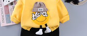 Boy's Yellow Emoji Print Sweatshirt & Pants Set