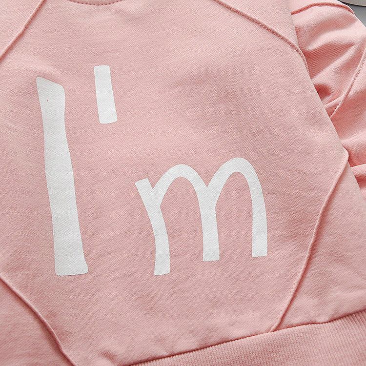 Girl's Pink Text Print Sweatshirt