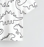 Boy's Dino Print Half-Sleeve T-Shirt - Black & White