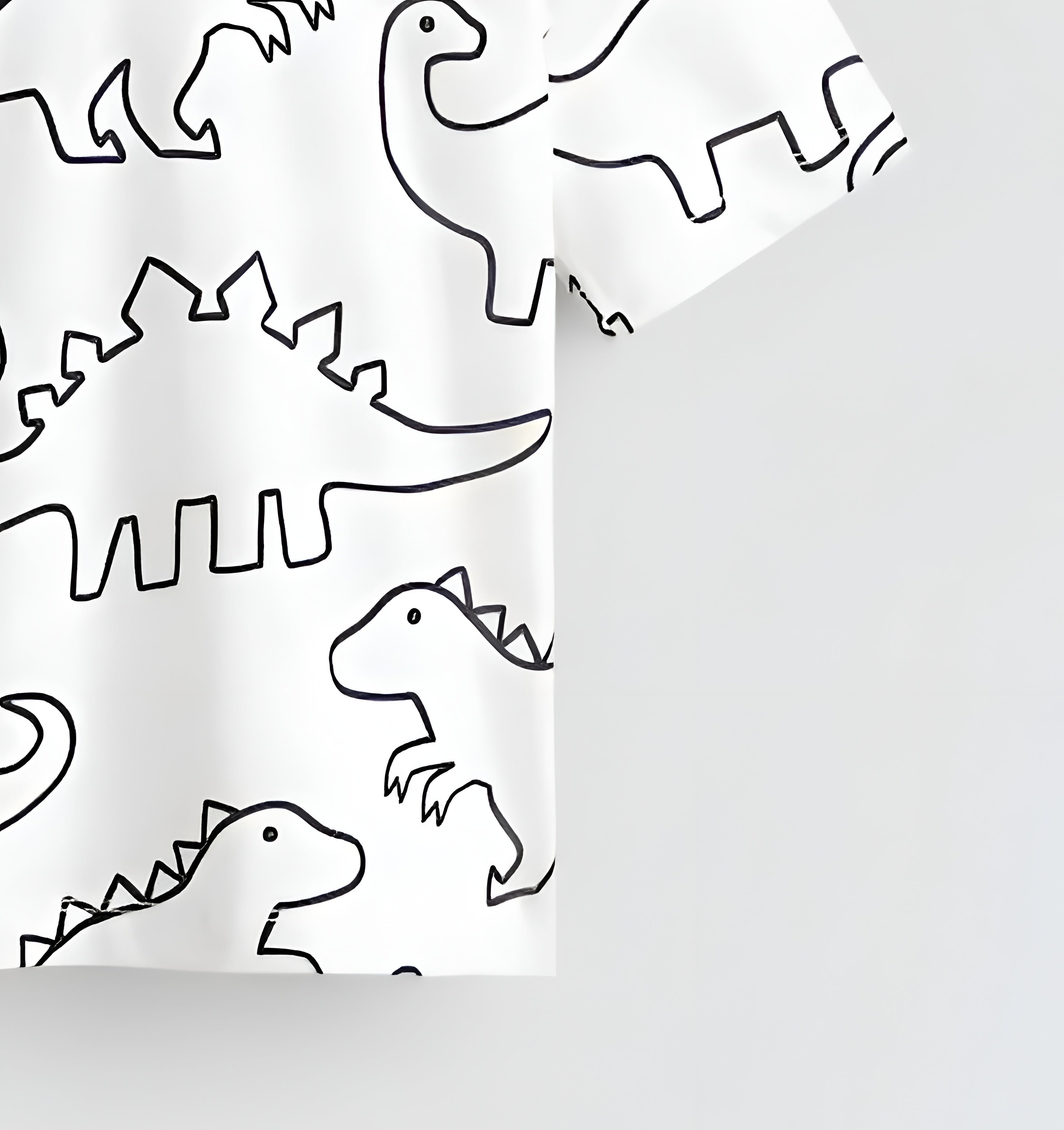Boy's Dino Print Half-Sleeve T-Shirt - Black & White