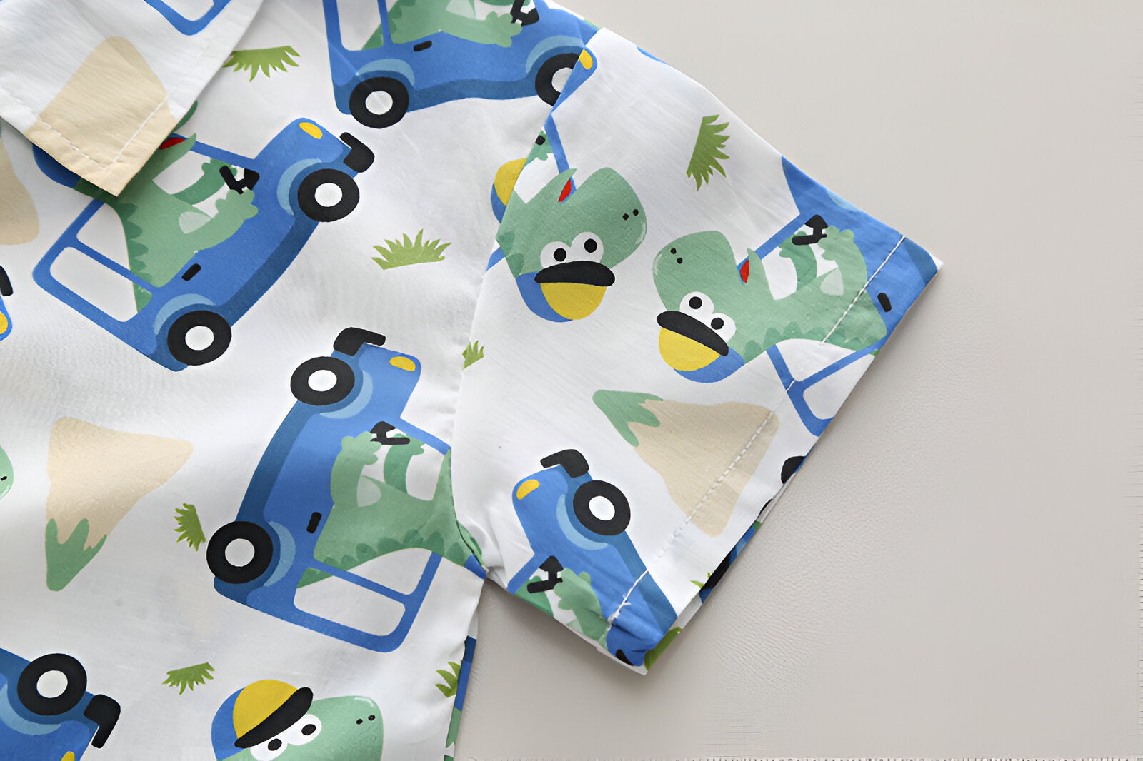 Boy's Dino Printed Shirt With Shorts Set