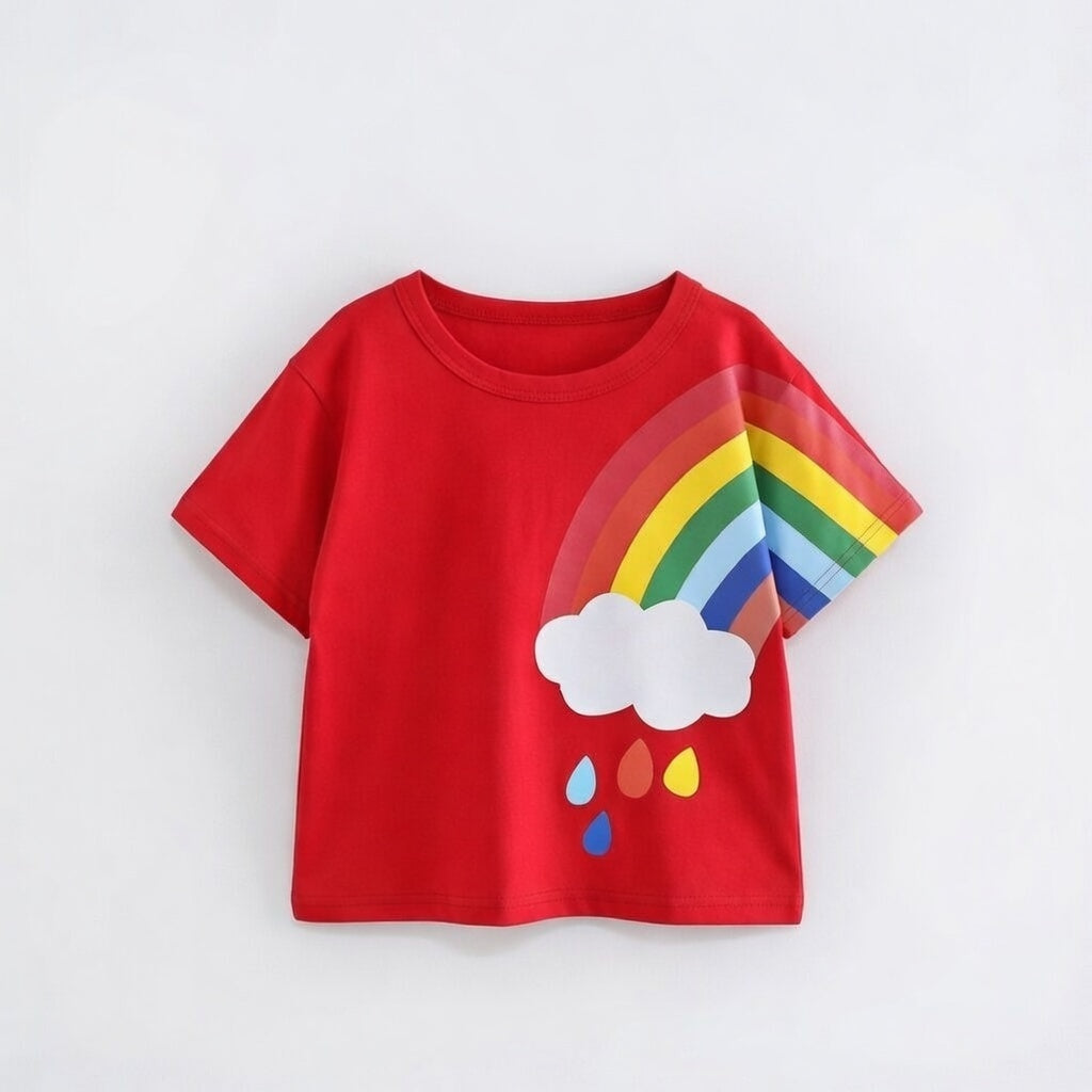 Boy's 2-Pack Rainbow Print T-Shirts - Red & White