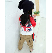 Boy's Red & White Print Full-Sleeve T-Shirt & Pants Set