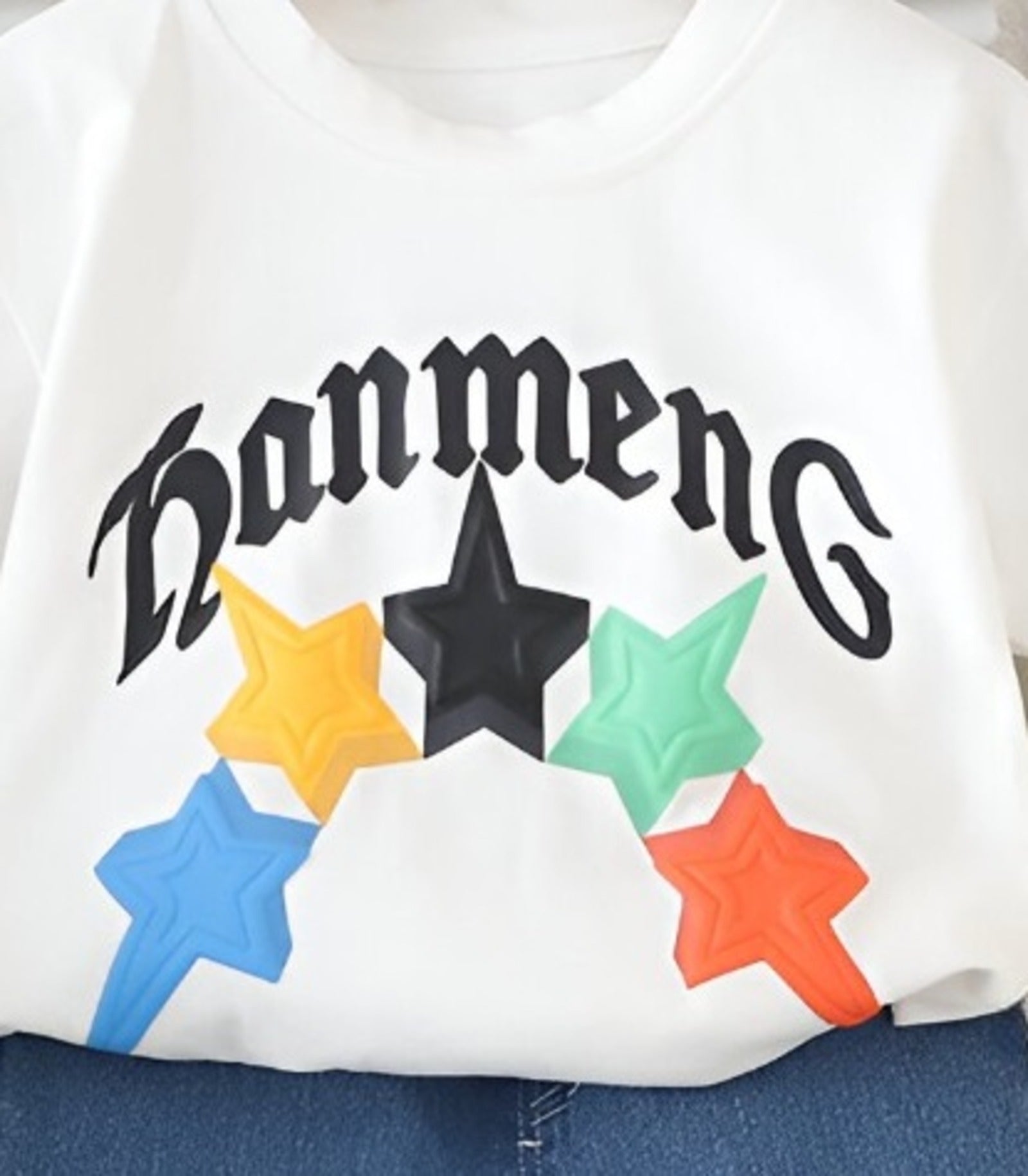 Boy's White Star Print T-Shirt & Shorts Set