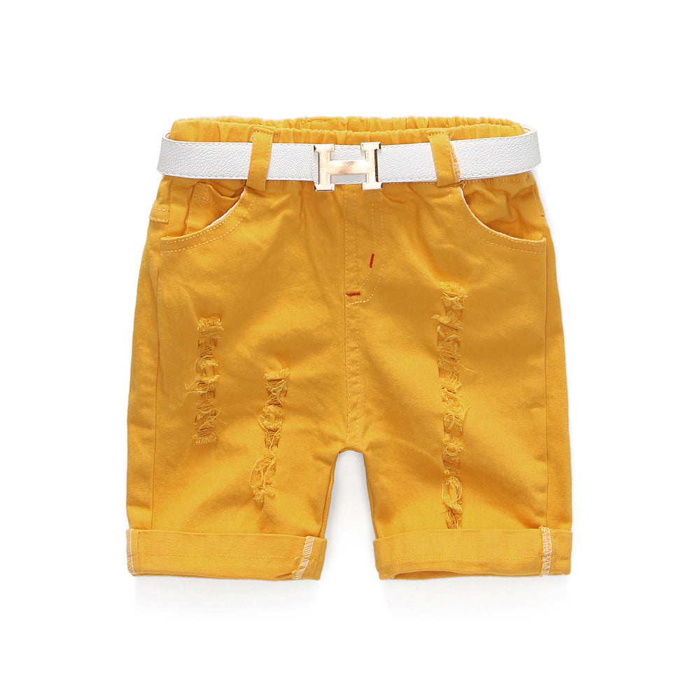 Boy's White Rabbit Print Half-Sleeve T-Shirt & Shorts Set