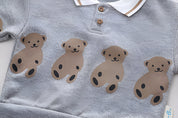 Boy's Grey Teddy Print Sweatshirt & Pants Set