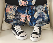 Boy's Cotton Bunny Print T-Shirt & Shorts Set - Black