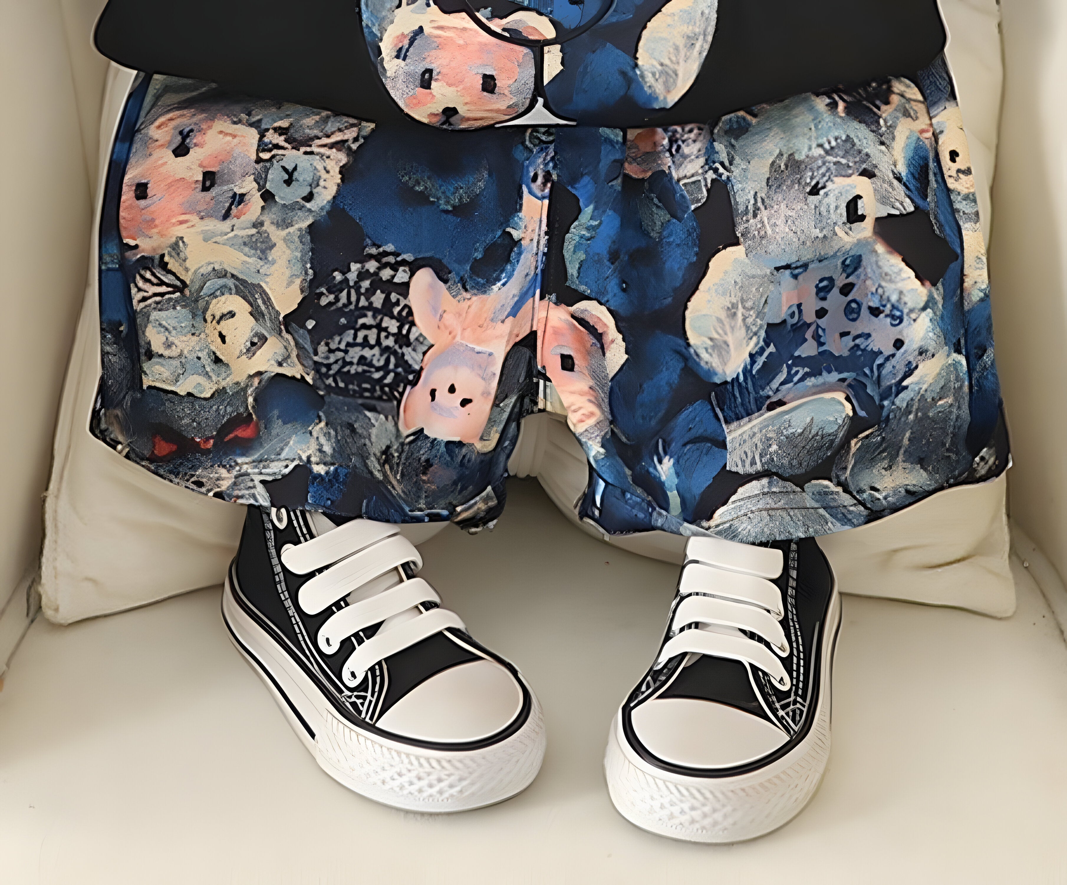 Boy's Cotton Bunny Print T-Shirt & Shorts Set - Black