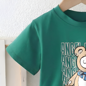 Boy's Bear Print Half-Sleeve T-Shirt - Green