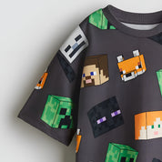 Boy's MineCraft Print Half-Sleeve T-Shirt - Brown