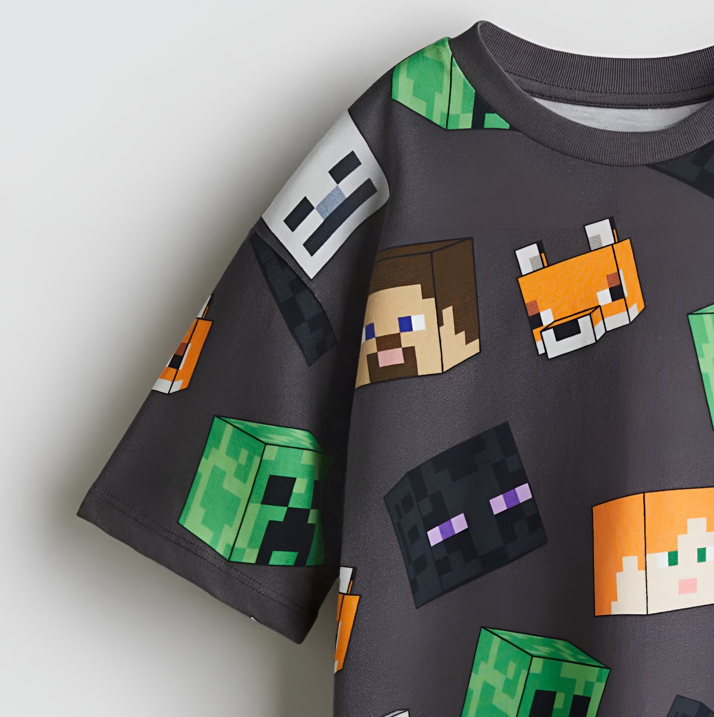 Boy's MineCraft Print Half-Sleeve T-Shirt - Brown
