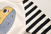 Boy's White Dog Print Sweatshirt & Pants Set