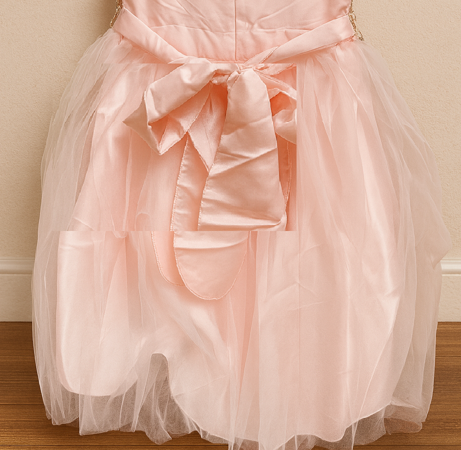 Girl's Blush Pink Shimmer Cascade Dress
