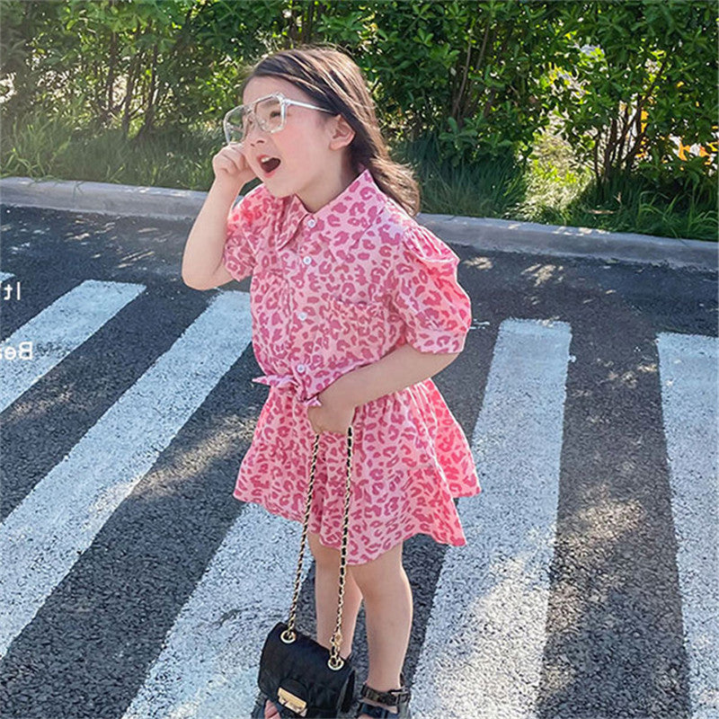 Girl's Half Sleeves  Printed Shirt And skirt in Pink (Pinkshirtskirt)