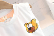 Boy's White Bear Print Sleeveless T-Shirt & Shorts