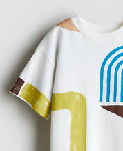 Boy's Shapes Print Half-Sleeve T-Shirt - White