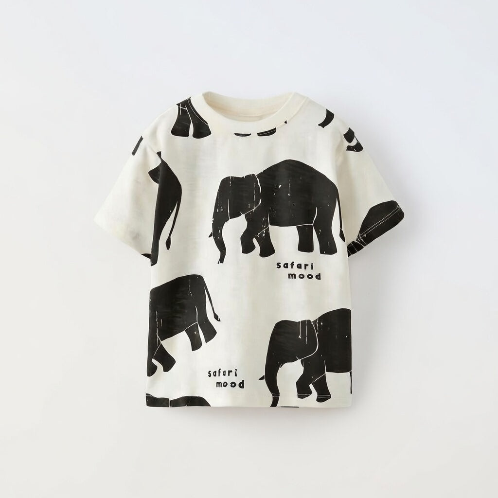 Boy's 2-Pack Elephant and Jeep Print T-Shirts - White