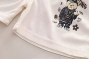 Boy's Cream Teddy Print T-Shirt & Shorts Set