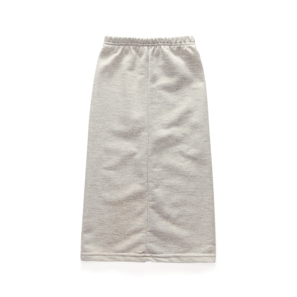 Girl's White & Grey Text Jacket & Skirt Set