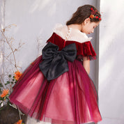 Girl's Wine Red Knee-Length Dress
