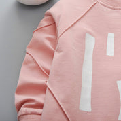 Girl's Pink Text Print Sweatshirt